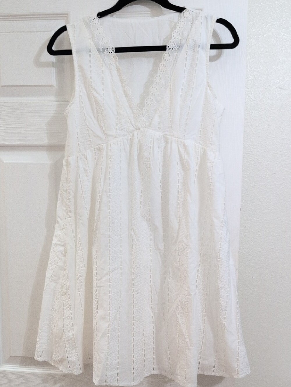 Cupshe White Eyelet Lace-Trim Mini Dress - Picture 3 of 3
